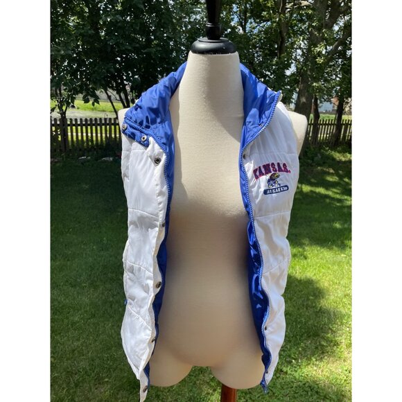 Kansas Jayhawks Colosseum Womens Puffer Vest S Blue & White 100% Polyester - Picture 1 of 10